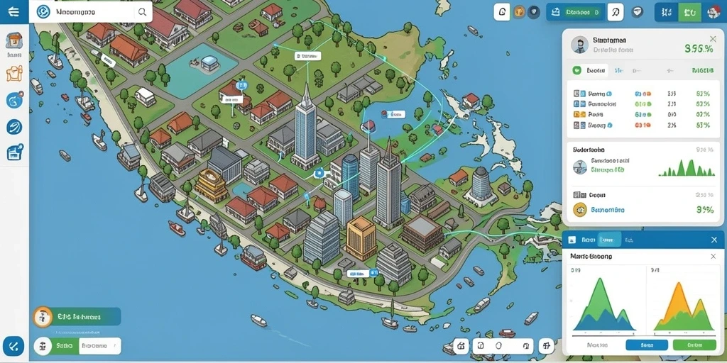 Screenshot menunjukkan pemandangan indah dari dalam game.